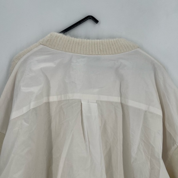 Sea New York Devana Mixed Media Alpaca Wool Blend Fuzzy Knit Combo Top In White - Picture 9 of 10